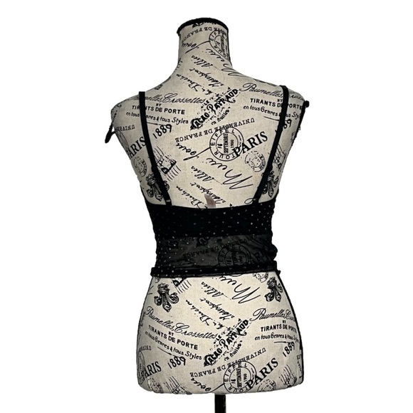 Colsie Mesh Sheer Black Bralette Camisole Crop Top Grunge Goth Academia Preppy S - Picture 5 of 10